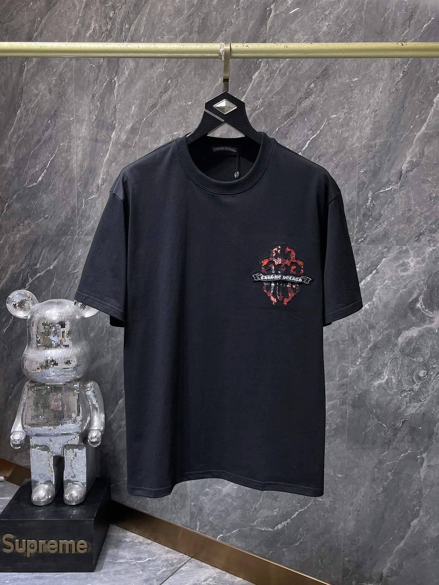 P170 new Chrome Hearts 25ss high version for summer! High-weight, environmentally friendly, high-quality top-quality fabric 260g~285g Krobajian Heavy Industry hand-applied embroidered short-sleeved heavy industry embroidery! ! ! Tens of thousands of needles! ! Counter synchronized replica version 1:1 Recommended colors: black white